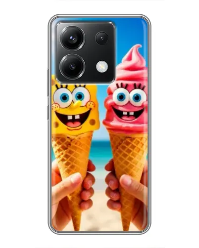 Чехол для Xiaomi POCO X6 5G с картинкой «Спанч Боб мороженое»