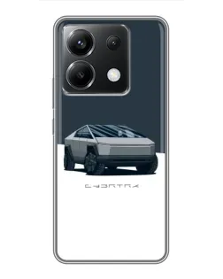 Чехол для Xiaomi POCO X6 5G с картинкой «Серебристый Cybertruck Tesla»