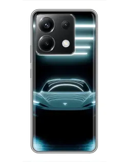 Чехол для Xiaomi POCO X6 5G с картинкой «Tesla в неоне»