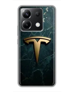 Чехол для Xiaomi POCO X6 5G с картинкой «Мраморная Tesla Gold»