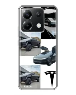 Чехол для Xiaomi POCO X6 5G с картинкой «Коллаж Cybertruck Tesla»