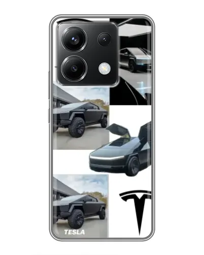 Чехол для Xiaomi POCO X6 5G с картинкой «Коллаж Cybertruck Tesla»