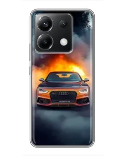 Чохол для Xiaomi POCO X6 5G з картинкою «Audi у вогняному диму»