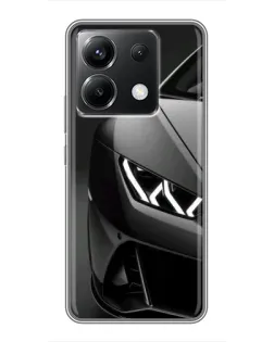 Чехол для Xiaomi POCO X6 5G с картинкой «Lamborghini фары детализация»