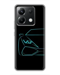 Чехол для Xiaomi POCO X6 5G с картинкой «Голубой силуэт Lamborghini»