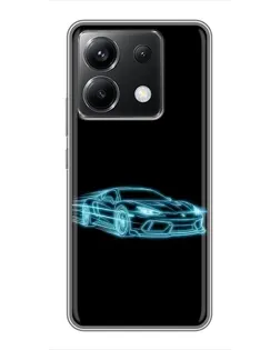 Чехол для Xiaomi POCO X6 5G с картинкой «Неоновый контур Lamborghini»