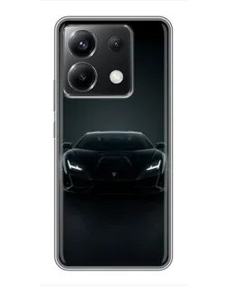 Чехол для Xiaomi POCO X6 5G с картинкой «Черный Lamborghini Aventador»