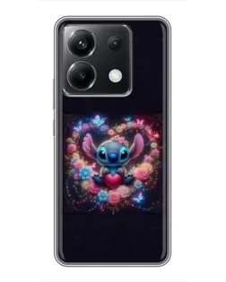 Чохол для Xiaomi POCO X6 5G з картинкою «Stitch у квітах»