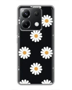 Чохол для Xiaomi POCO X6 5G з картинкою «Ромашки на чорному»