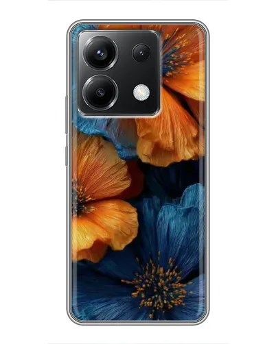 Чохол для Xiaomi POCO X6 5G з картинкою «Яскрава синьо-помаранчева флора»