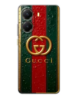Чехол для Xiaomi POCO X7 Pro с картинкой «Gucci — фирменная полоса и золото» Чехол для Xiaomi POCO X7 Pro с картинкой «Gucci — фирменная полоса и золото»