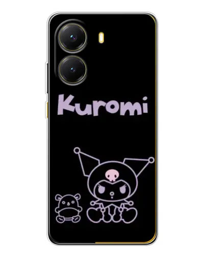 Чехол для Xiaomi POCO X7 Pro с картинкой «Kuromi — черный минимализм»