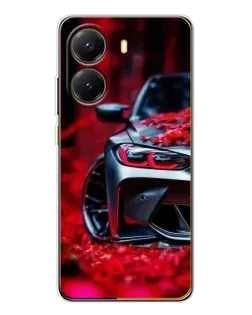 Чехол для Xiaomi POCO X7 Pro с картинкой «Спортивная BMW и цветы» Чехол для Xiaomi POCO X7 Pro с картинкой «Спортивная BMW и цветы»