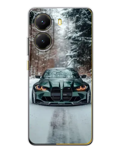 Чехол для Xiaomi POCO X7 Pro с картинкой «BMW в зимнем лесу»