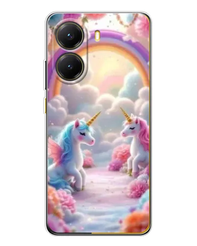 Чехол для Xiaomi POCO X7 Pro с картинкой «Радуга и единороги»