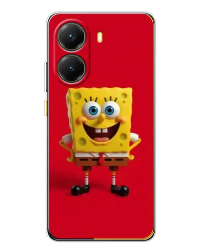 Чехол для Xiaomi POCO X7 Pro с картинкой «Спанч Боб на красном»