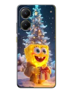 Чехол для Xiaomi POCO X7 Pro с картинкой «Рождественский Спанч Боб»