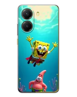 Чехол для Xiaomi POCO X7 Pro с картинкой «Спанч Боб под водой»