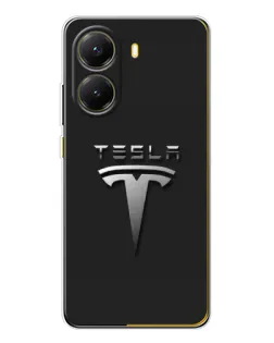 Чехол для Xiaomi POCO X7 Pro с картинкой «Стальной логотип Tesla»