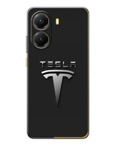 Чехол для Xiaomi POCO X7 Pro с картинкой «Стальной логотип Tesla»