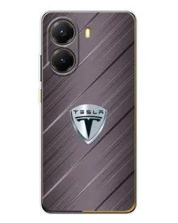 Чехол для Xiaomi POCO X7 Pro с картинкой «Металлическая текстура Tesla»
