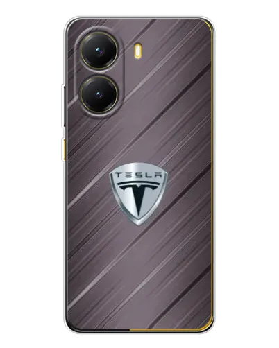 Чехол для Xiaomi POCO X7 Pro с картинкой «Металлическая текстура Tesla»