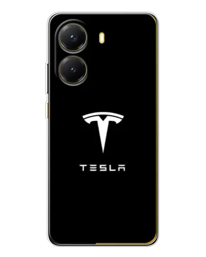 Чехол для Xiaomi POCO X7 Pro с картинкой «Tesla White Logo»