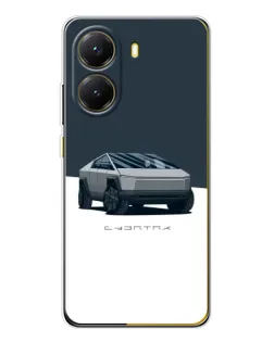 Чехол для Xiaomi POCO X7 Pro с картинкой «Серебристый Cybertruck Tesla»