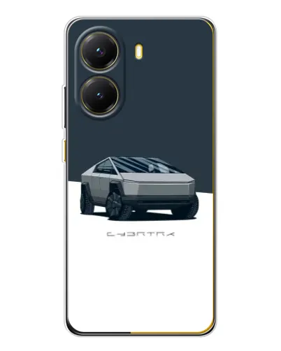 Чехол для Xiaomi POCO X7 Pro с картинкой «Серебристый Cybertruck Tesla»