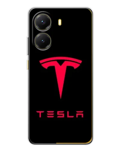 Чехол для Xiaomi POCO X7 Pro с картинкой «Tesla Red Logo»