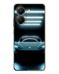 Чехол для Xiaomi POCO X7 Pro с картинкой «Tesla в неоне»