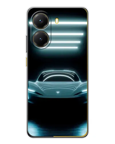 Чехол для Xiaomi POCO X7 Pro с картинкой «Tesla в неоне»