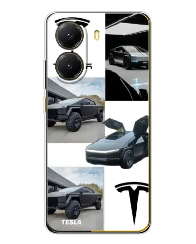 Чехол для Xiaomi POCO X7 Pro с картинкой «Коллаж Cybertruck Tesla»
