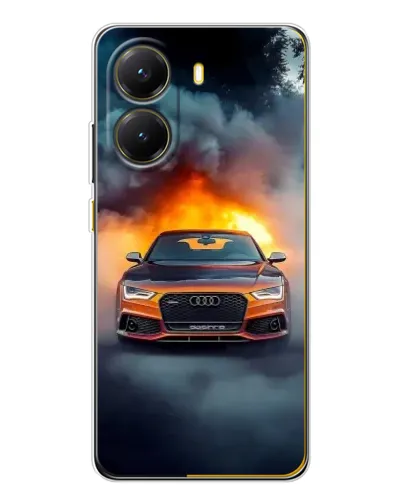 Чехол для Xiaomi POCO X7 Pro с картинкой «Audi в огненном дыму»