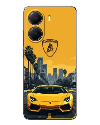 Чехол для Xiaomi POCO X7 Pro с картинкой «Желтый Lamborghini город»