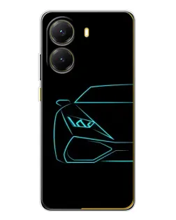 Чехол для Xiaomi POCO X7 Pro с картинкой «Голубой силуэт Lamborghini»
