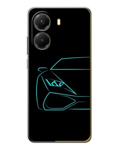Чехол для Xiaomi POCO X7 Pro с картинкой «Голубой силуэт Lamborghini»