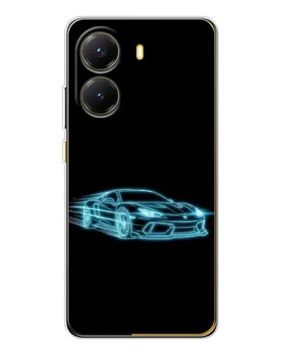 Чехол для Xiaomi POCO X7 Pro с картинкой «Неоновый контур Lamborghini»