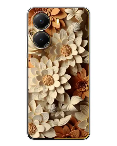 Чехол для Xiaomi POCO X7 Pro с картинкой «Бежевый флористический декор»