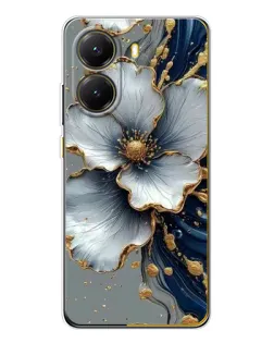 Чехол для Xiaomi POCO X7 Pro с картинкой «Белый цветок и золотой флюид»