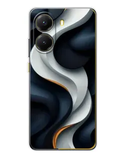 Чехол для Xiaomi POCO X7 Pro с картинкой «Объемные черно-белые ленты»