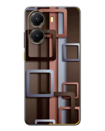 Чехол для Xiaomi POCO X7 Pro с картинкой «Коричневые объемные квадраты»