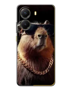 Чехол для Xiaomi POCO X7 Pro с картинкой «Капибара золотая цепь»