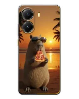 Чехол для Xiaomi POCO X7 Pro с картинкой «Капибара с пиццей»