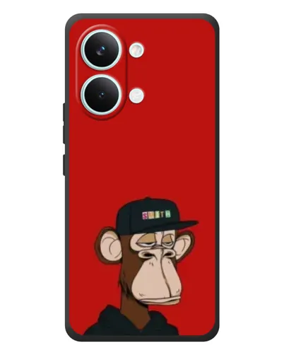 Чехол для Xiaomi Poco X8 Pro Max с картинкой «Bored Ape — красный фон»