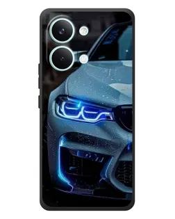 Чехол для Xiaomi Poco X8 Pro Max с картинкой «Взгляд BMW с синими фарами»