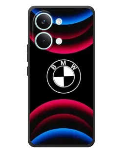 Чехол для Xiaomi Poco X8 Pro Max с картинкой «Логотип BMW и неоновые дуги»