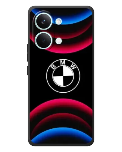 Чехол для Xiaomi Poco X8 Pro Max с картинкой «Логотип BMW и неоновые дуги»