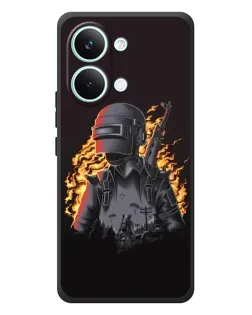 Чехол для Xiaomi Poco X8 Pro Max с картинкой «PUBG — огненный силуэт»
