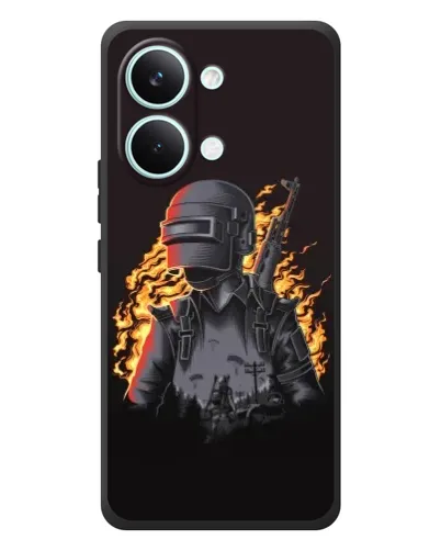 Чехол для Xiaomi Poco X8 Pro Max с картинкой «PUBG — огненный силуэт»